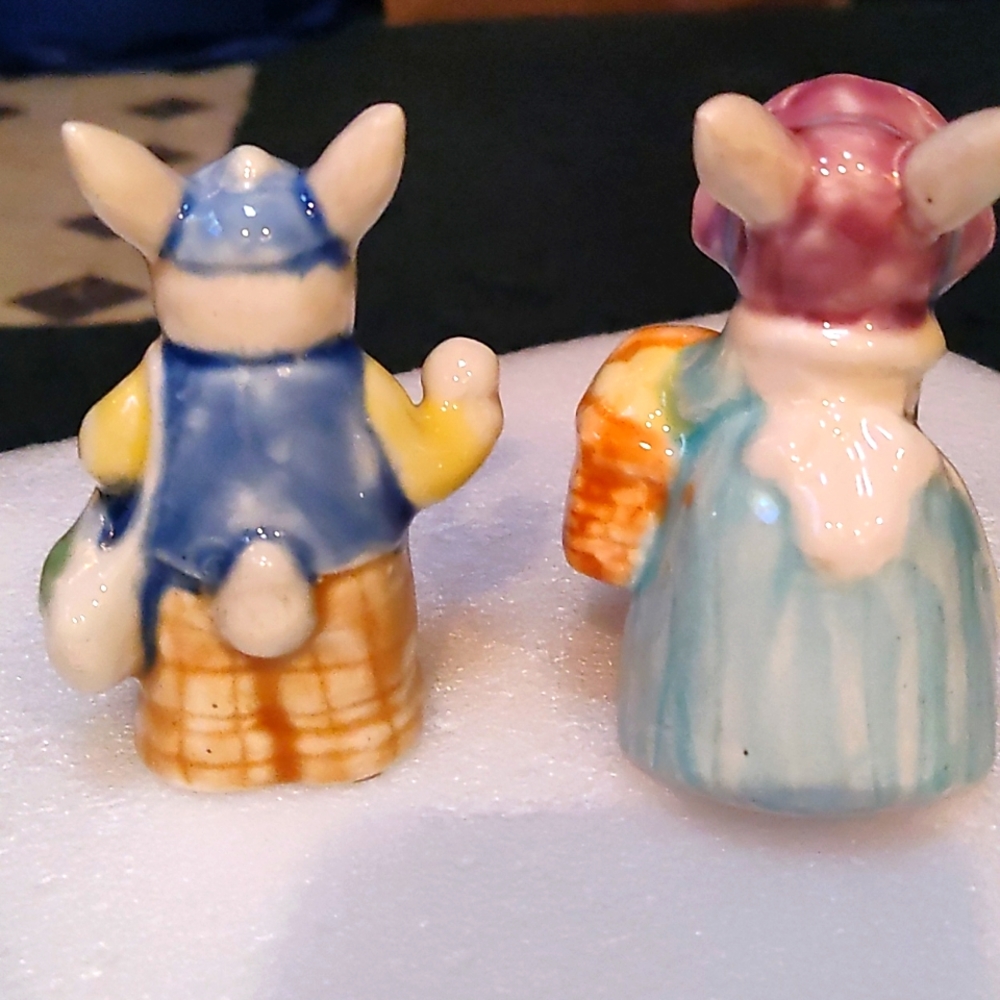 Porcelain Rabbit Pair Figurines - Picture 2 of 3